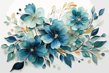 flowers drawing with line-art on white backgrounds.