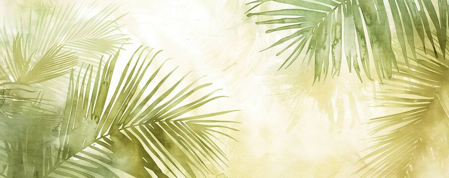 Palm sunday soncept illustration, Generative AI watercolor background