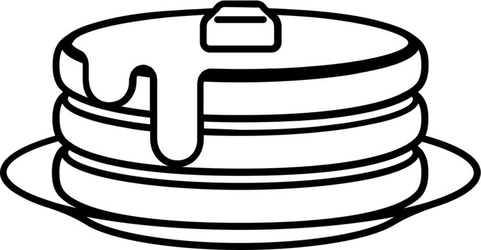 recommend clip art: Breakfast pancakes with syrup and butter on a plate line icon
