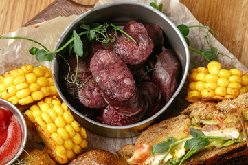 beer snacks on the table in the bar