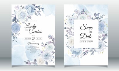 Fototapeta na wymiar Elegant Hand Drawing Wedding Invitation Floral Design