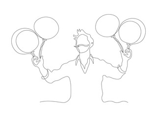 Abstract juggler,continuous single line art hand drawing sketch