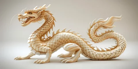 Deurstickers A Majestic Chinese Dragon Sculpture, Symbolizing Power and Good Fortune, Generative AI © Ben