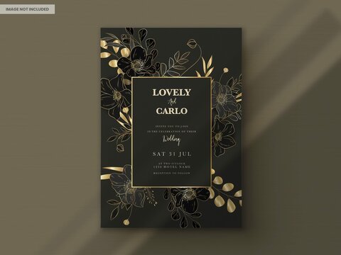 Elegant Luxury Wedding Invitation Card With Gold Floral 2