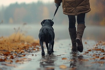 person walking dog