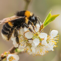 Bee collecting nectar from a blossom 