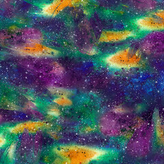 Obraz na płótnie Canvas Abstract space background. Watercolor multicolored pattern of celestial textures. 