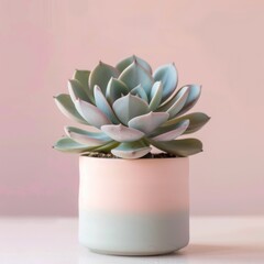 Succulent plant with a pastel-colored pot