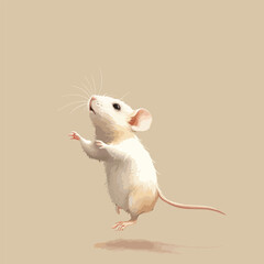 Cute little rat jumping vector.