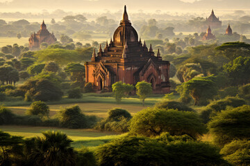 temple myanmar on background - obrazy, fototapety, plakaty
