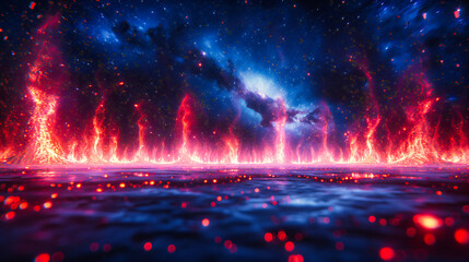 Obraz premium Abstract Night Background with Blue Light, Dark and Mysterious Space, Glowing and Futuristic Design, Empty Road with Fantasy and Modern Concept