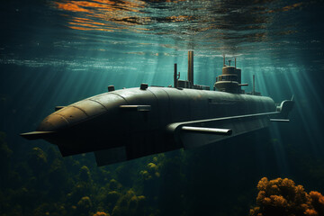 Navy Submarine sinks deep underwater