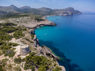 Fototapeta na wymiar Es Matzoc tower, protected natural area, capdepera, Mallorca, Balearic Islands, Spain