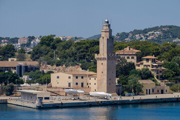 Portopí lighthouse, port of Palma, Mallorca, Balearic Islands, Spain
