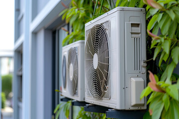 Air conditioning external unit compressor mounted outside the building