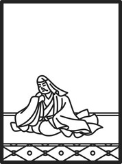 シンプル線画百人一首　蟬丸