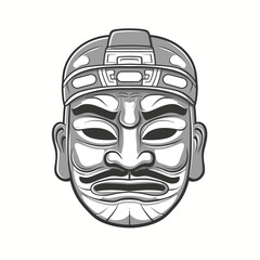 Hahoe mask icon in monochrome style.