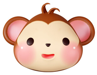 3d rendering illustration, cute monkey among the zodiac signs