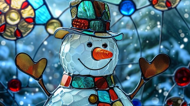 snowman stained glass 