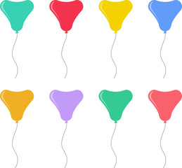 Balloon in cartoon style. Bunch of balloons for birthday or party. Flying balloon with rope. Flat icon vector illustration isolated on white background. © Volodymyr
