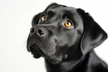 Isolated portrait of a Black Labrador Retriever dog