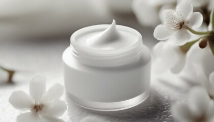 Fototapeta na wymiar Cosmetic container containing white cream. mockup