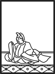 シンプル線画百人一首　中納言行平