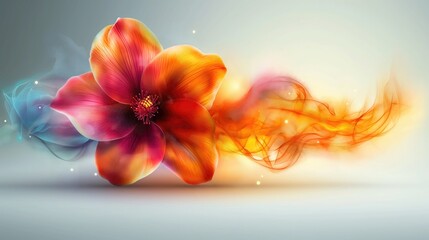 Beautiful abstract colorful flower design. Created with generative AI.