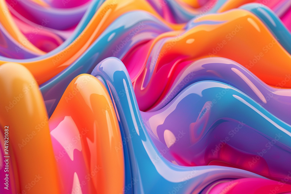 Poster 3d render of psychedelic fluid loops flowing endlessly