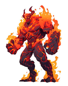 ifrit god monster face character, style illustration. Design for t-shirt graphics, fashion prints, slogan t-shirts and other creative uses. isolated transparent background, PNG file, Ai Generated Imag