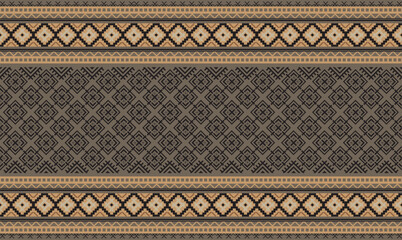 Black square shape on gray background.Aztec square pattern.Geometric pattern.Aztec design.Seamless pattern.Daigonal shape.Modern shape.Illustator.Design for skirt.Scarf.Clothes.Printing. Knitting work