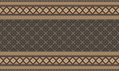 Black square shape on gray background.Aztec square pattern.Geometric pattern.Aztec design.Seamless pattern.Daigonal shape.Modern shape.Illustator.Design for skirt.Scarf.Clothes.Printing. Knitting work