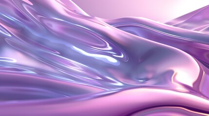 iridescent waves of liquid metal undulate across the screen in this abstract, 3D rendering.