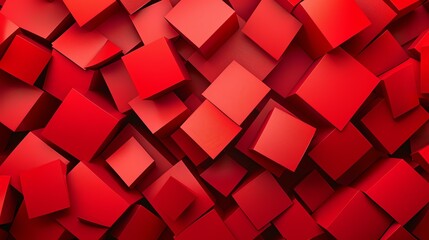 Bright red 3D cubes. Abstract background. 3d rendering illustration.