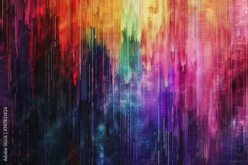 Poster artistic visualization of code transforming into a spectrum of colors, symbolizing the beauty of dig