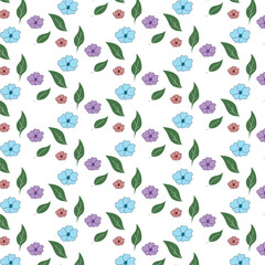 seamless pattern with flowers and leaves