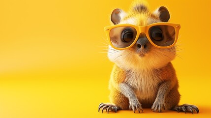 A cute and cuddly animal wearing sunglasses. The perfect image for a children's book or a fun and...