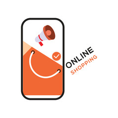 Online shopping store on website and mobile phone design. Smart business marketing concept. Horizontal view. Vector Illustration