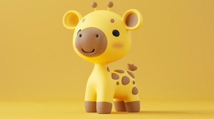 This is a cute and adorable 3D rendering of a baby giraffe. It has a friendly expression on its...