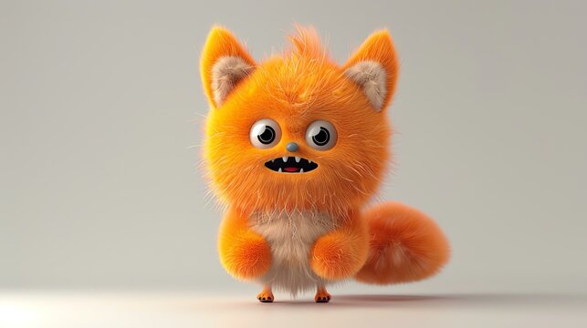 Cute and cuddly orange furball with big eyes and a happy expression. Perfect for use as a mascot or children's book illustration.