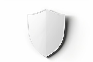 minimalist representation of a shield, rendered in a clean white color, symbolizing safety and security