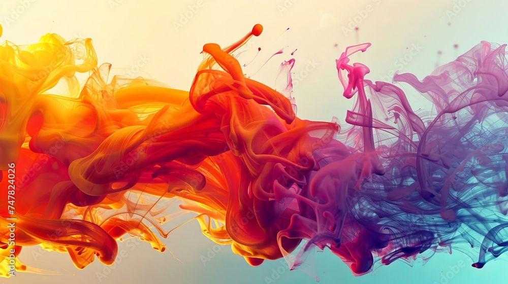 Poster gorgeous abstraction created by slowly blending and softly combining liquid paints