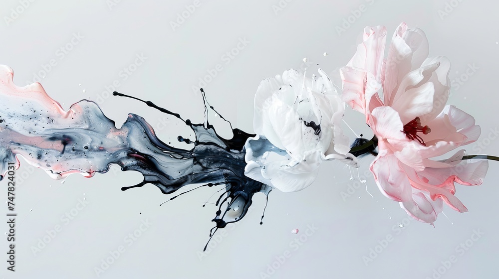 Poster gorgeous abstraction created by slowly blending and softly combining liquid paints