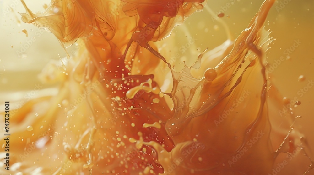 Poster gorgeous abstraction created by slowly blending and softly combining liquid paints