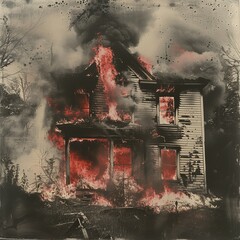 Plunged into Chaos: Fires and Disasters. A burning house