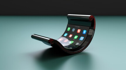 flexible smartphone on a dark background. technology concept, smartphones, future