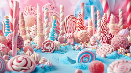 This is a close-up of a colorful and whimsical candy land.