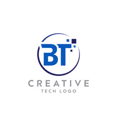Letter BT creative technological modern data pixel logo