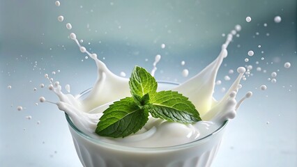 Mint and Dairy Splash, Refreshing Herbal Milk Yogurt Drink