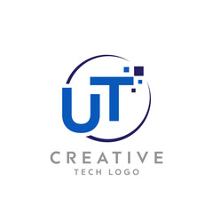 Letter UT creative technological modern data pixel logo
